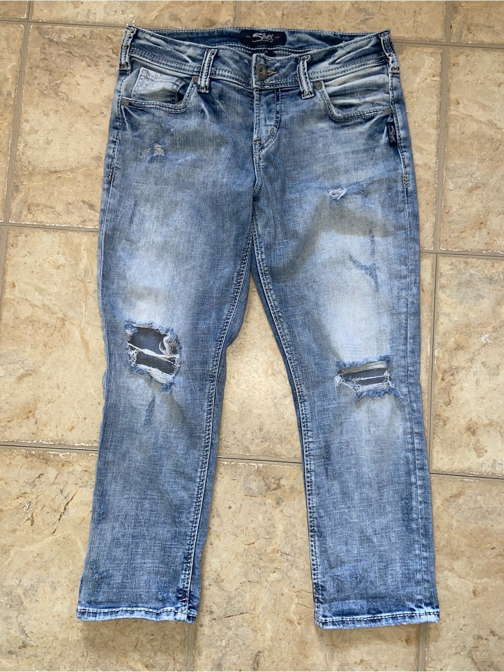 Silver Jeans SAM Mid Rise Relaxed Fit Boyfriend Crop Jeans